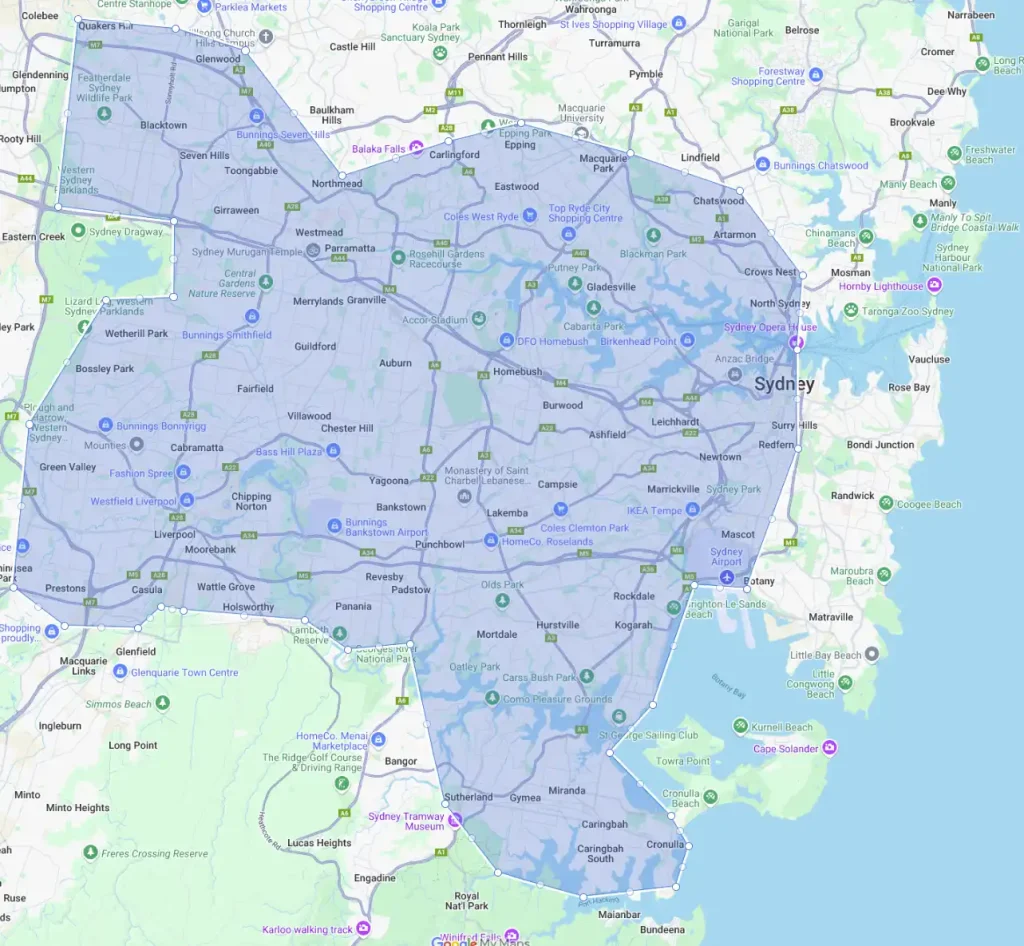 Map of Therapy Ki service areas