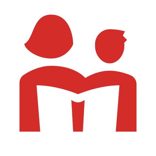 Mum and child reading icon