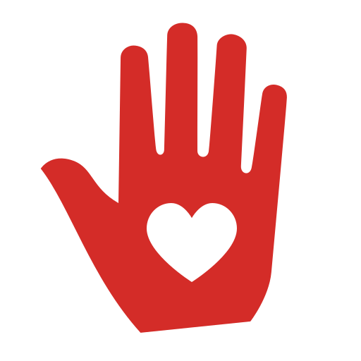 Hand and love heart icon